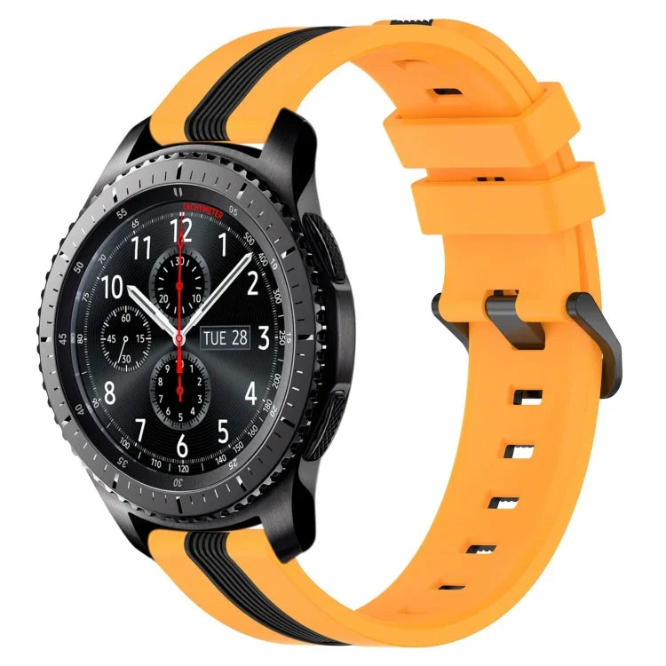 สายรัดนาฬิกาซิลิโคนสองสีแนวตั้งขนาด 22 มม. สำหรับ Samsung Galaxy Watch3 ขนาด 45 มม., สำหรับ Samsung Galaxy Watch ขนาด 46 มม., สำหรับ Samsung Gear S3 Classic, สำหรับ Samsung Gear S3 Frontier