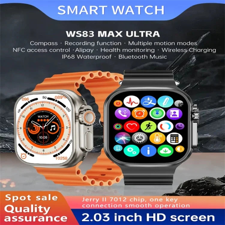นาฬิกาอัจฉริยะหน้าจอสี WS83 MAX ULTRA ขนาด 2.03 นิ้ว รองรับการตรวจวัดอัตราการเต้นของหัวใจ / ความดันโลหิต