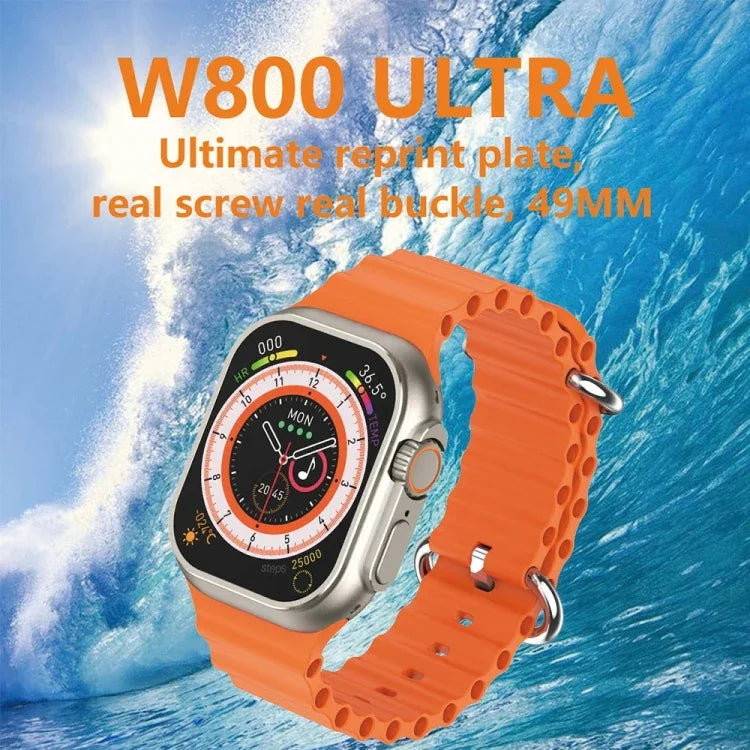 นาฬิกาอัจฉริยะหน้าจอสี W800 Ultra ขนาด 2.02 นิ้ว รองรับการตรวจวัดอัตราการเต้นของหัวใจ / ความดันโลหิต