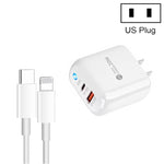 ที่ชาร์จโทรศัพท์มือถือ PD04 Type-C + USB พร้อมสาย Type-C เป็น 8 Pin และปลั๊ก US