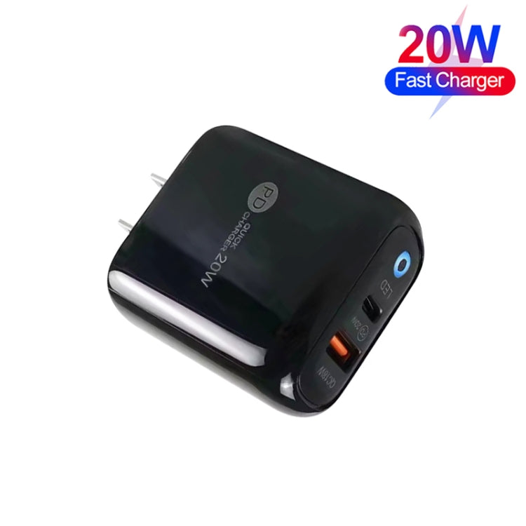 ที่ชาร์จโทรศัพท์มือถือ PD04 Type-C + USB พร้อมสาย Type-C เป็น 8 Pin และปลั๊ก US