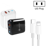 ที่ชาร์จโทรศัพท์มือถือ PD04 Type-C + USB พร้อมสาย Type-C เป็น 8 Pin และปลั๊ก US