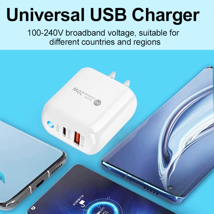 ที่ชาร์จโทรศัพท์มือถือ PD04 Type-C + USB พร้อมสาย Type-C เป็น 8 Pin และปลั๊ก US