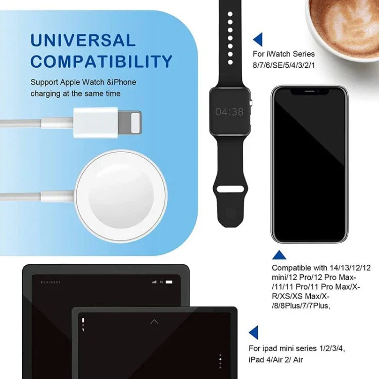 สายชาร์จแม่เหล็ก USB 2 in 1 สำหรับ Apple Watch Series & iPhone ความยาว 1.2 ม., DS-XB015