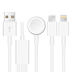 สายชาร์จแม่เหล็ก USB 3 in 1 สำหรับ Apple Watch Series & iPhone & โทรศัพท์ที่มีพอร์ต Type-C ความยาว 4 ฟุต/1.2 ม., DS-XB017