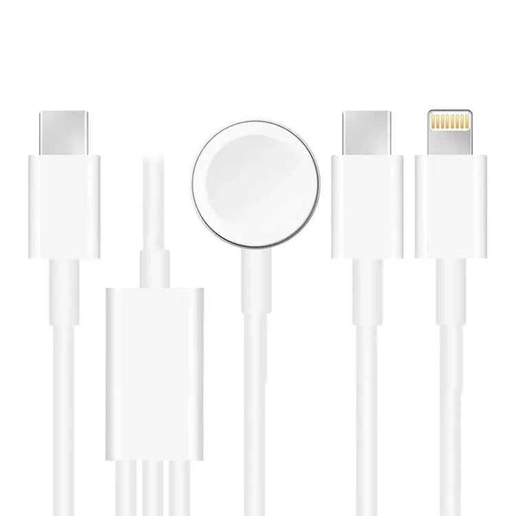 สายชาร์จแม่เหล็ก USB 3 in 1 สำหรับ Apple Watch Series & โทรศัพท์ที่มีปลั๊ก Type-C คู่ ความยาว 4 ฟุต/1.2 ม., DS-XB020