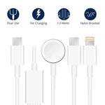 สายชาร์จแม่เหล็ก USB 3 in 1 สำหรับ Apple Watch Series & โทรศัพท์ที่มีปลั๊ก Type-C คู่ ความยาว 4 ฟุต/1.2 ม., DS-XB020