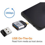 อะแดปเตอร์ USB 3.0 Type A ตัวเมียเป็น USB 3.1 Type C ตัวผู้ OTG สำหรับแล็ปท็อปและโทรศัพท์ ความเร็วข้อมูล 10Gbps