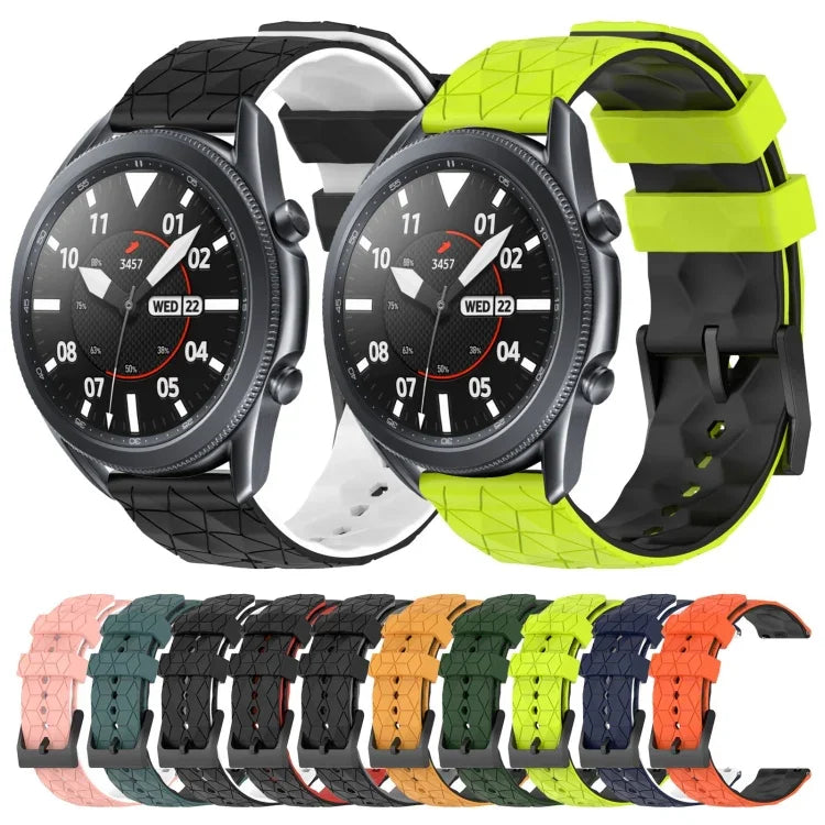สายรัดนาฬิกาซิลิโคนลายฟุตบอลสองสี 22 มม. สำหรับ Samsung Galaxy Watch3 45 มม., Samsung Galaxy Watch 46 มม., Samsung Gear S3 Classic, Samsung Gear S3 Frontier
