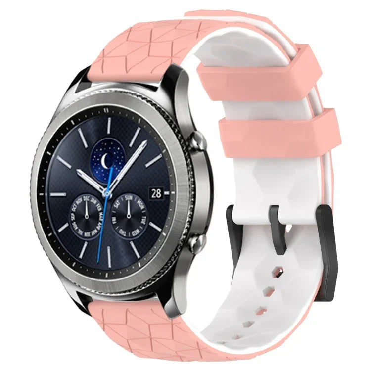 สายรัดนาฬิกาซิลิโคนลายฟุตบอลสองสี 22 มม. สำหรับ Samsung Galaxy Watch3 45 มม., Samsung Galaxy Watch 46 มม., Samsung Gear S3 Classic, Samsung Gear S3 Frontier