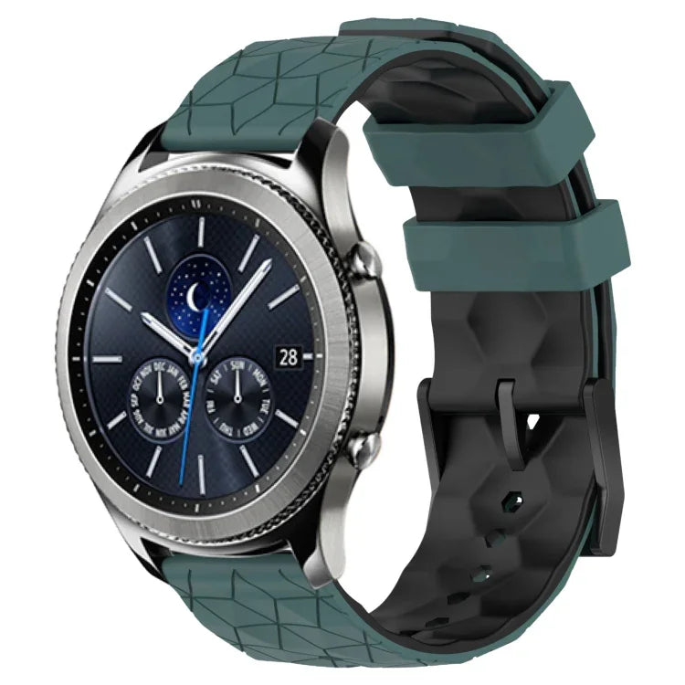 สายรัดนาฬิกาซิลิโคนลายฟุตบอลสองสี 22 มม. สำหรับ Samsung Galaxy Watch3 45 มม., Samsung Galaxy Watch 46 มม., Samsung Gear S3 Classic, Samsung Gear S3 Frontier