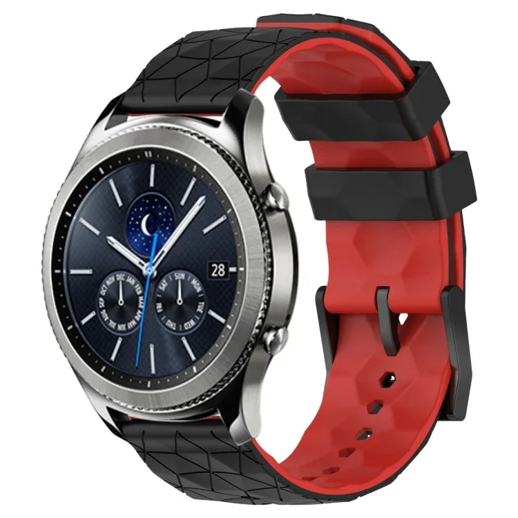 สายรัดนาฬิกาซิลิโคนลายฟุตบอลสองสี 22 มม. สำหรับ Samsung Galaxy Watch3 45 มม., Samsung Galaxy Watch 46 มม., Samsung Gear S3 Classic, Samsung Gear S3 Frontier