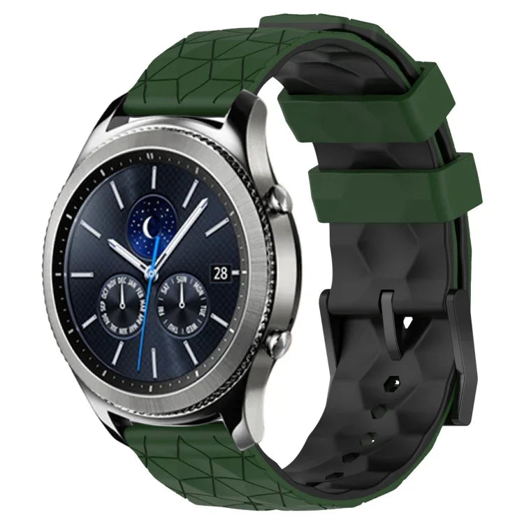 สายรัดนาฬิกาซิลิโคนลายฟุตบอลสองสี 22 มม. สำหรับ Samsung Galaxy Watch3 45 มม., Samsung Galaxy Watch 46 มม., Samsung Gear S3 Classic, Samsung Gear S3 Frontier