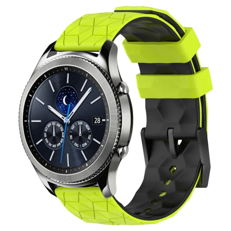 สายรัดนาฬิกาซิลิโคนลายฟุตบอลสองสี 22 มม. สำหรับ Samsung Galaxy Watch3 45 มม., Samsung Galaxy Watch 46 มม., Samsung Gear S3 Classic, Samsung Gear S3 Frontier