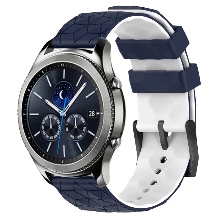 สายรัดนาฬิกาซิลิโคนลายฟุตบอลสองสี 22 มม. สำหรับ Samsung Galaxy Watch3 45 มม., Samsung Galaxy Watch 46 มม., Samsung Gear S3 Classic, Samsung Gear S3 Frontier