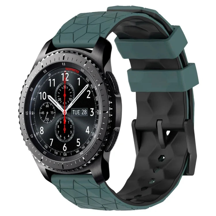 สายรัดนาฬิกาซิลิโคนลายฟุตบอลสองสี 22 มม. สำหรับ Samsung Galaxy Watch3 45 มม., Samsung Galaxy Watch 46 มม., Samsung Gear S3 Classic, Samsung Gear S3 Frontier