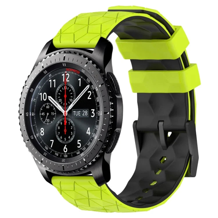 สายรัดนาฬิกาซิลิโคนลายฟุตบอลสองสี 22 มม. สำหรับ Samsung Galaxy Watch3 45 มม., Samsung Galaxy Watch 46 มม., Samsung Gear S3 Classic, Samsung Gear S3 Frontier