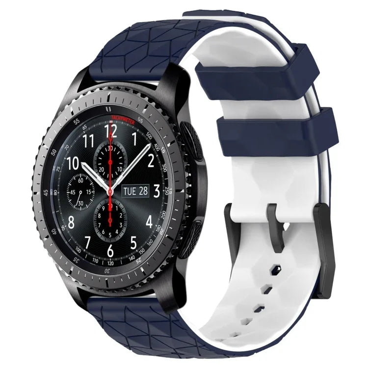 สายรัดนาฬิกาซิลิโคนลายฟุตบอลสองสี 22 มม. สำหรับ Samsung Galaxy Watch3 45 มม., Samsung Galaxy Watch 46 มม., Samsung Gear S3 Classic, Samsung Gear S3 Frontier