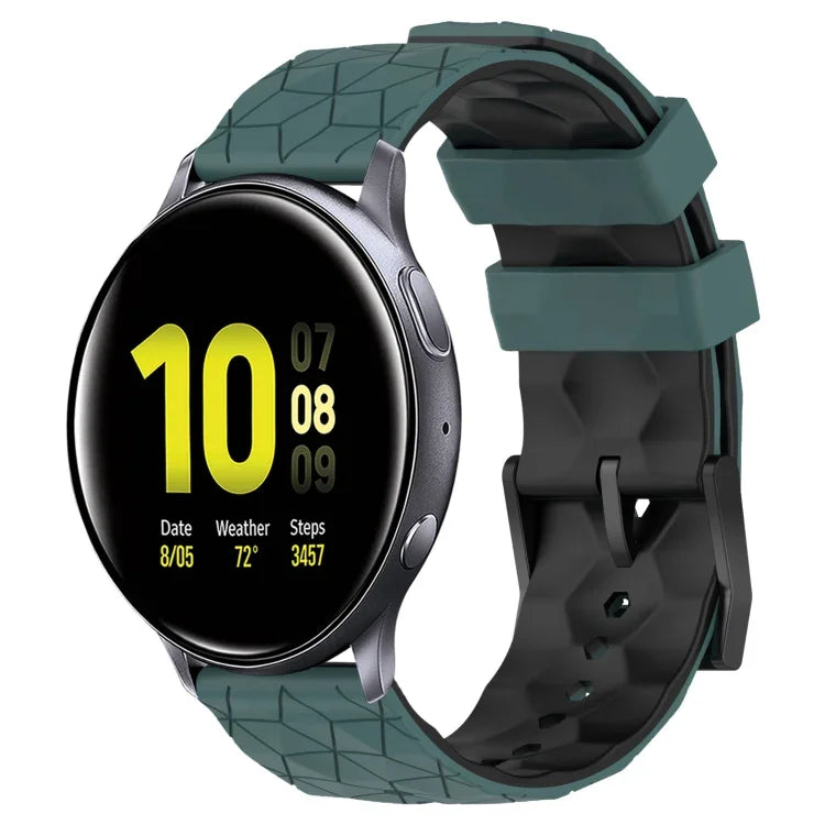 สายรัดนาฬิกาซิลิโคนลายฟุตบอลสองสี 20 มม. สำหรับ Samsung Galaxy Watch Active 2 44 มม., Samsung Galaxy Watch 42 มม.