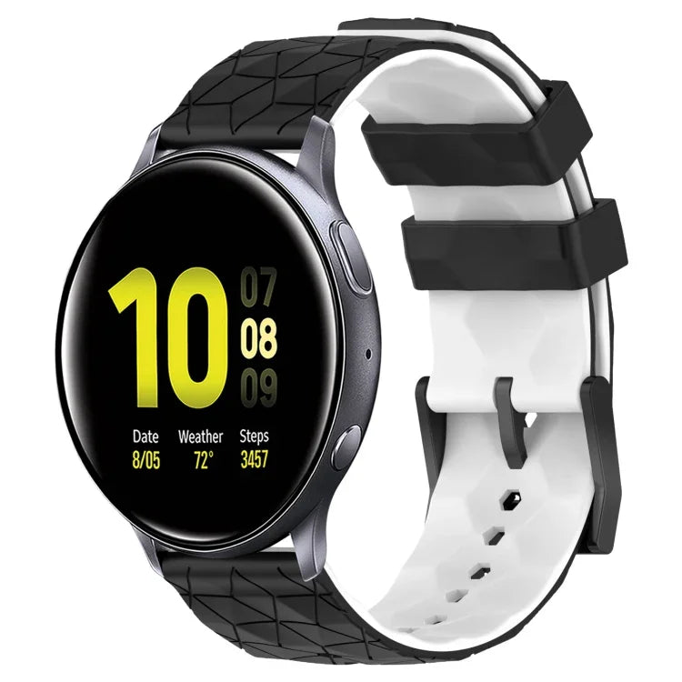 สายรัดนาฬิกาซิลิโคนลายฟุตบอลสองสี 20 มม. สำหรับ Samsung Galaxy Watch Active 2 44 มม., Samsung Galaxy Watch 42 มม.