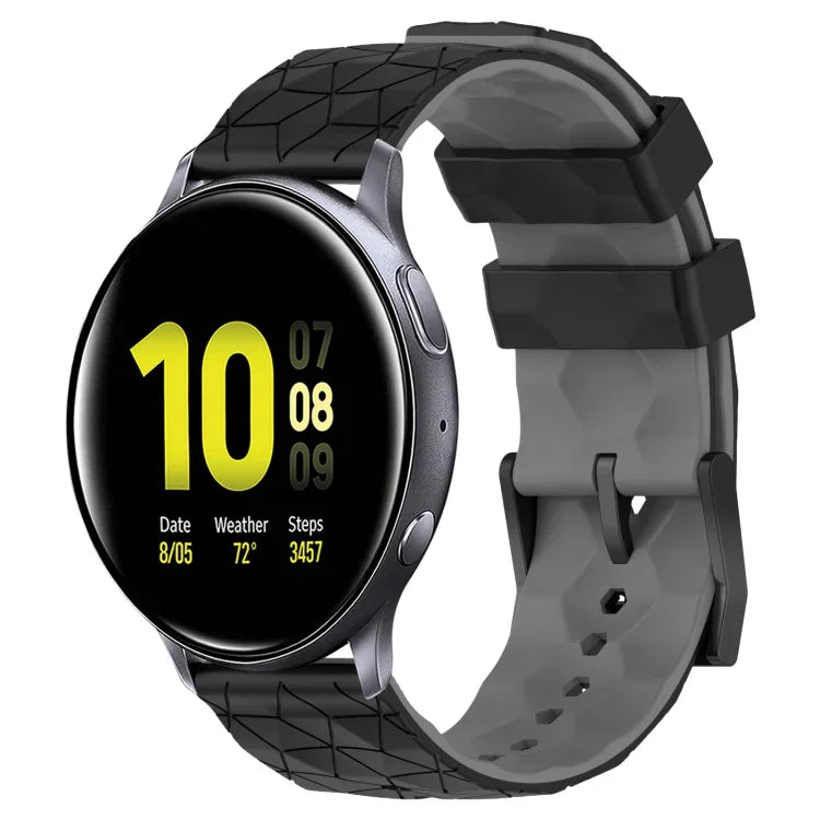 สายรัดนาฬิกาซิลิโคนลายฟุตบอลสองสี 20 มม. สำหรับ Samsung Galaxy Watch Active 2 44 มม., Samsung Galaxy Watch 42 มม.