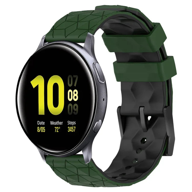 สายรัดนาฬิกาซิลิโคนลายฟุตบอลสองสี 20 มม. สำหรับ Samsung Galaxy Watch Active 2 44 มม., Samsung Galaxy Watch 42 มม.