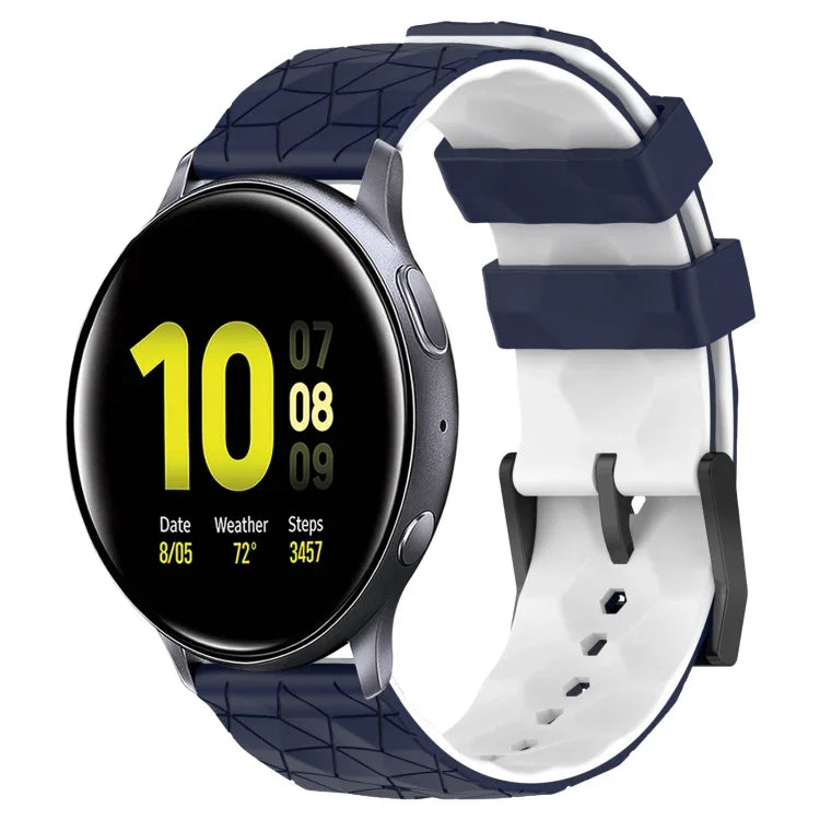 สายรัดนาฬิกาซิลิโคนลายฟุตบอลสองสี 20 มม. สำหรับ Samsung Galaxy Watch Active 2 44 มม., Samsung Galaxy Watch 42 มม.