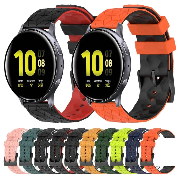 สายรัดนาฬิกาซิลิโคนลายฟุตบอลสองสี 20 มม. สำหรับ Samsung Galaxy Watch Active 2 44 มม., Samsung Galaxy Watch 42 มม.