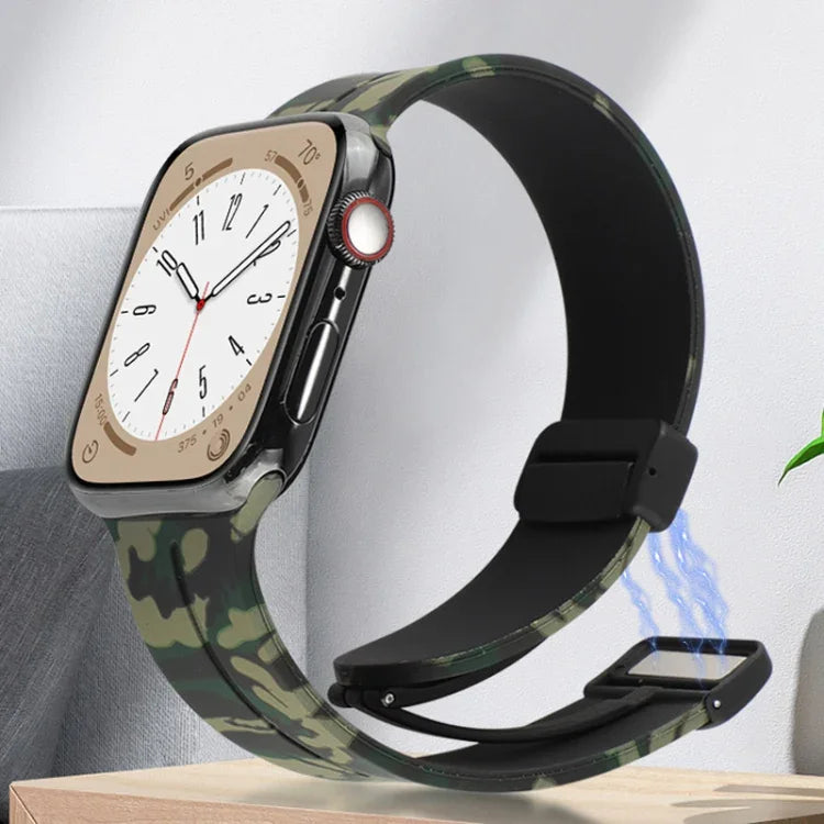 สายซิลิโคนลายพราง Magnetic Clasp สำหรับ Apple Watch Ultra 49mm, สำหรับ Apple Watch Series 8&7 45mm, สำหรับ Apple Watch Series 8&7 41mm