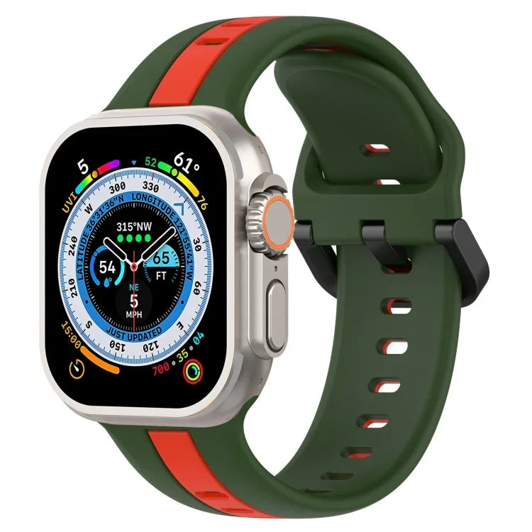 สายซิลิโคน Two-Color Loop Buckle สำหรับ Apple Watch Ultra 49mm, สำหรับ Apple Watch Series 8&7 45mm, สำหรับ Apple Watch Series 8&7 41mm