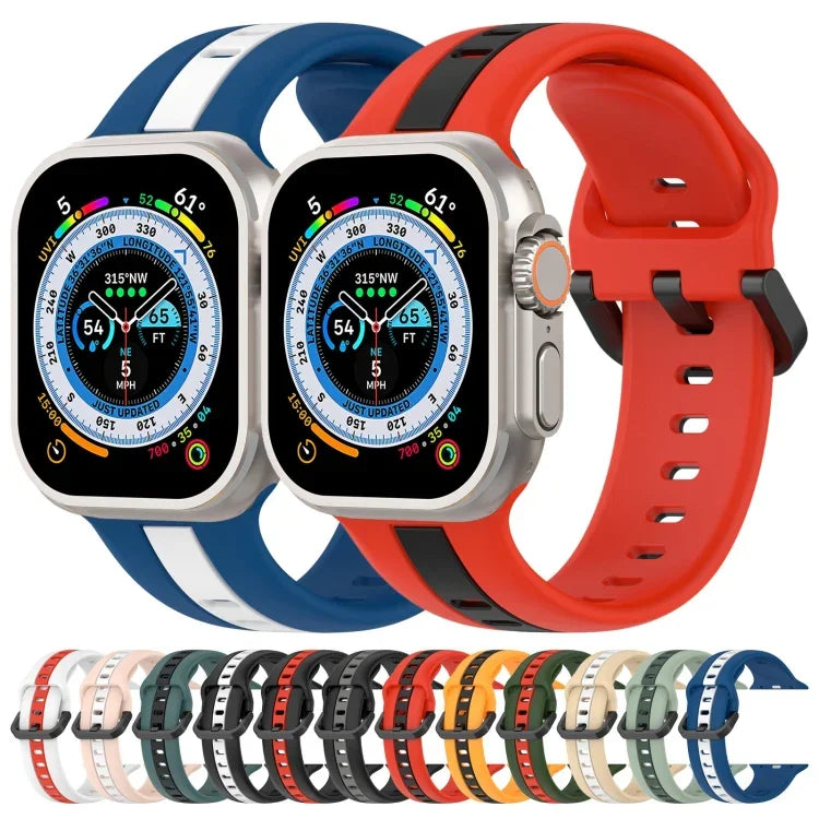 สายซิลิโคน Two-Color Loop Buckle สำหรับ Apple Watch Ultra 49mm, สำหรับ Apple Watch Series 8&7 45mm, สำหรับ Apple Watch Series 8&7 41mm