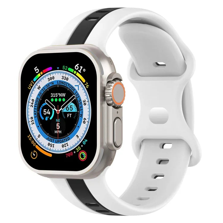 สายซิลิโคนสองสี Butterfly Buckle สำหรับ Apple Watch Ultra 49mm, สำหรับ Apple Watch Series 8&7 45mm, สำหรับ Apple Watch Series 8&7 41mm