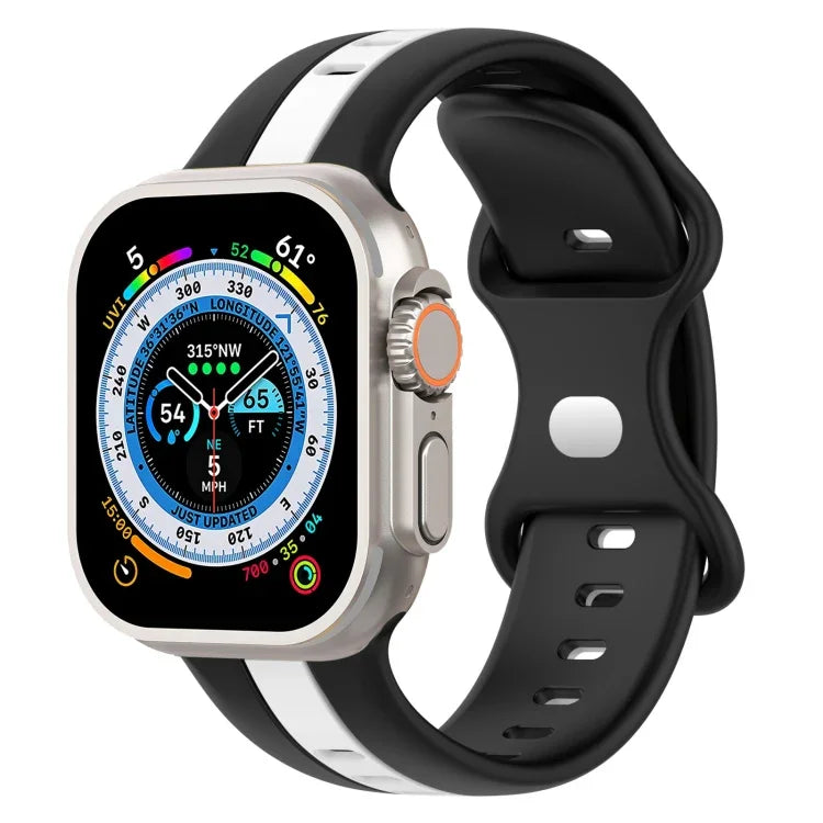 สายซิลิโคนสองสี Butterfly Buckle สำหรับ Apple Watch Ultra 49mm, สำหรับ Apple Watch Series 8&7 45mm, สำหรับ Apple Watch Series 8&7 41mm