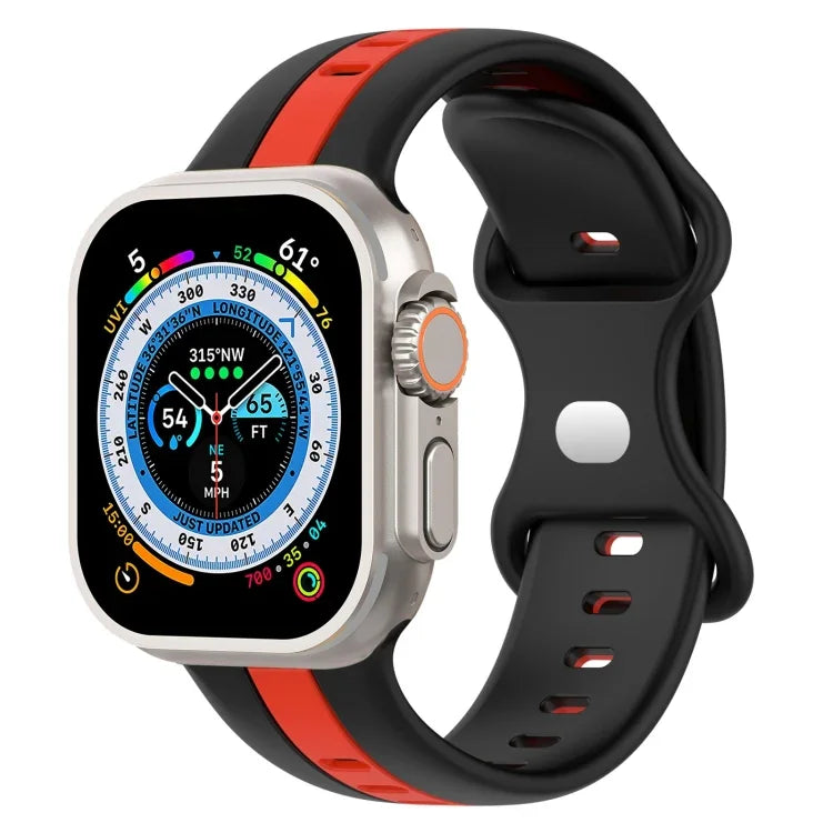 สายซิลิโคนสองสี Butterfly Buckle สำหรับ Apple Watch Ultra 49mm, สำหรับ Apple Watch Series 8&7 45mm, สำหรับ Apple Watch Series 8&7 41mm
