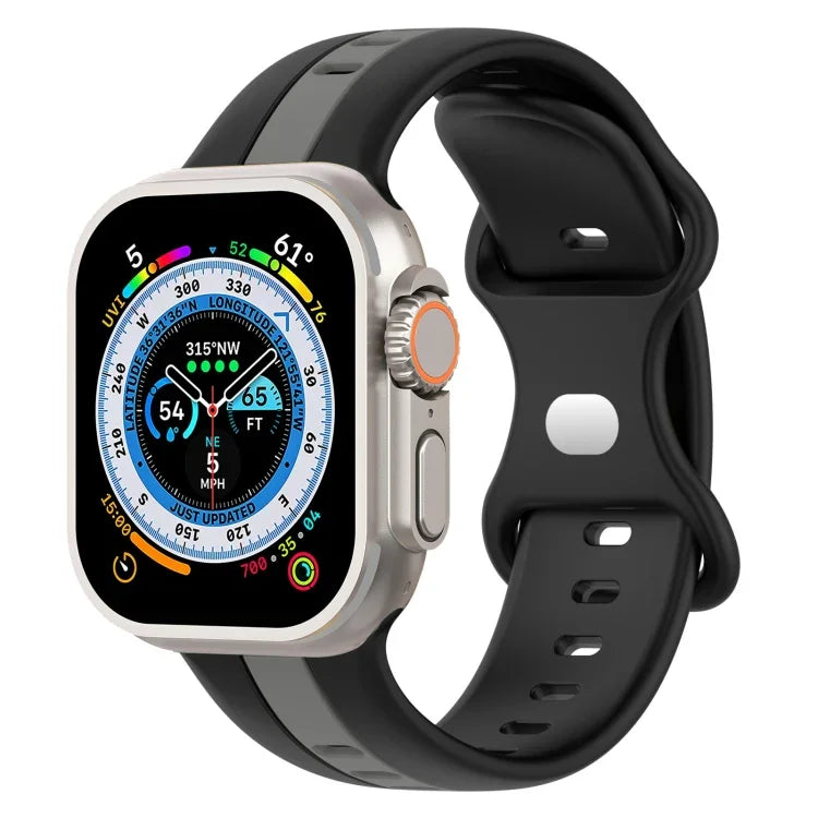 สายซิลิโคนสองสี Butterfly Buckle สำหรับ Apple Watch Ultra 49mm, สำหรับ Apple Watch Series 8&7 45mm, สำหรับ Apple Watch Series 8&7 41mm