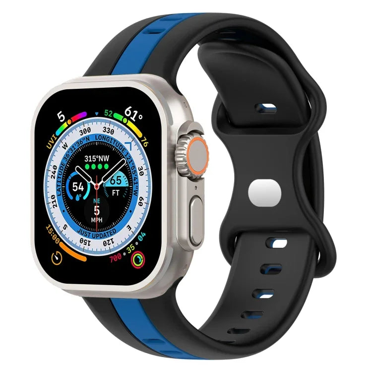 สายซิลิโคนสองสี Butterfly Buckle สำหรับ Apple Watch Ultra 49mm, สำหรับ Apple Watch Series 8&7 45mm, สำหรับ Apple Watch Series 8&7 41mm
