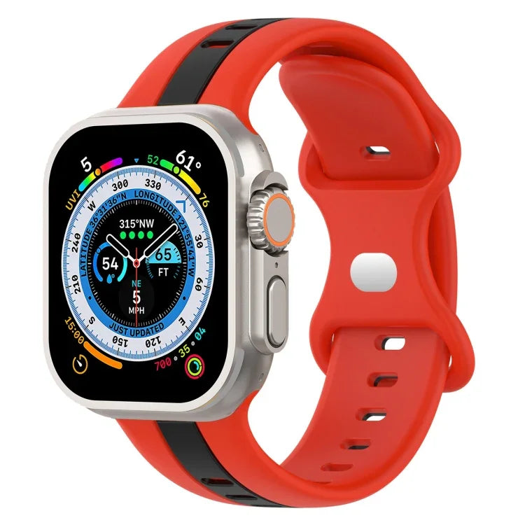 สายซิลิโคนสองสี Butterfly Buckle สำหรับ Apple Watch Ultra 49mm, สำหรับ Apple Watch Series 8&7 45mm, สำหรับ Apple Watch Series 8&7 41mm