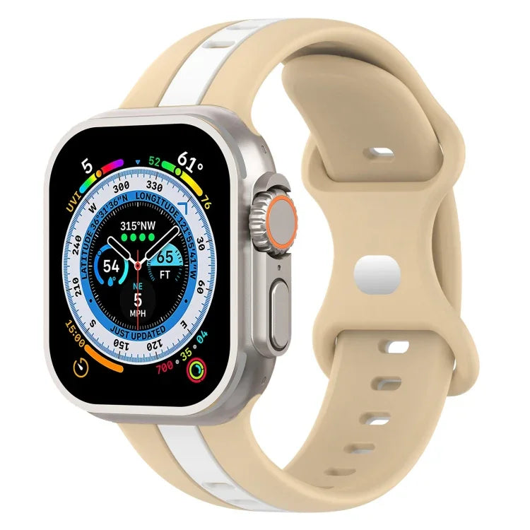 สายซิลิโคนสองสี Butterfly Buckle สำหรับ Apple Watch Ultra 49mm, สำหรับ Apple Watch Series 8&7 45mm, สำหรับ Apple Watch Series 8&7 41mm