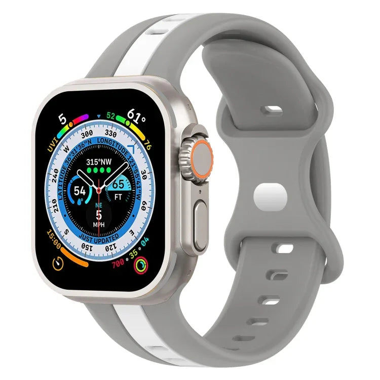 สายซิลิโคนสองสี Butterfly Buckle สำหรับ Apple Watch Ultra 49mm, สำหรับ Apple Watch Series 8&7 45mm, สำหรับ Apple Watch Series 8&7 41mm