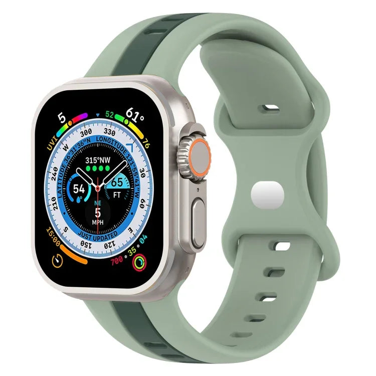 สายซิลิโคนสองสี Butterfly Buckle สำหรับ Apple Watch Ultra 49mm, สำหรับ Apple Watch Series 8&7 45mm, สำหรับ Apple Watch Series 8&7 41mm