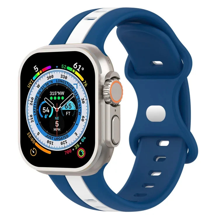 สายซิลิโคนสองสี Butterfly Buckle สำหรับ Apple Watch Ultra 49mm, สำหรับ Apple Watch Series 8&7 45mm, สำหรับ Apple Watch Series 8&7 41mm