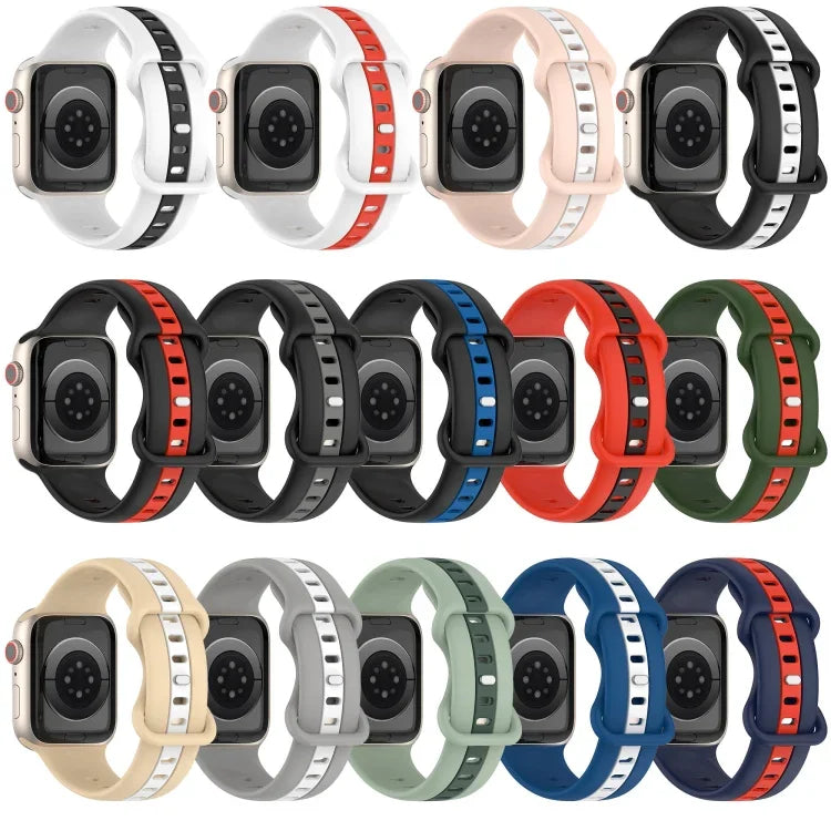 สายซิลิโคนสองสี Butterfly Buckle สำหรับ Apple Watch Ultra 49mm, สำหรับ Apple Watch Series 8&7 45mm, สำหรับ Apple Watch Series 8&7 41mm