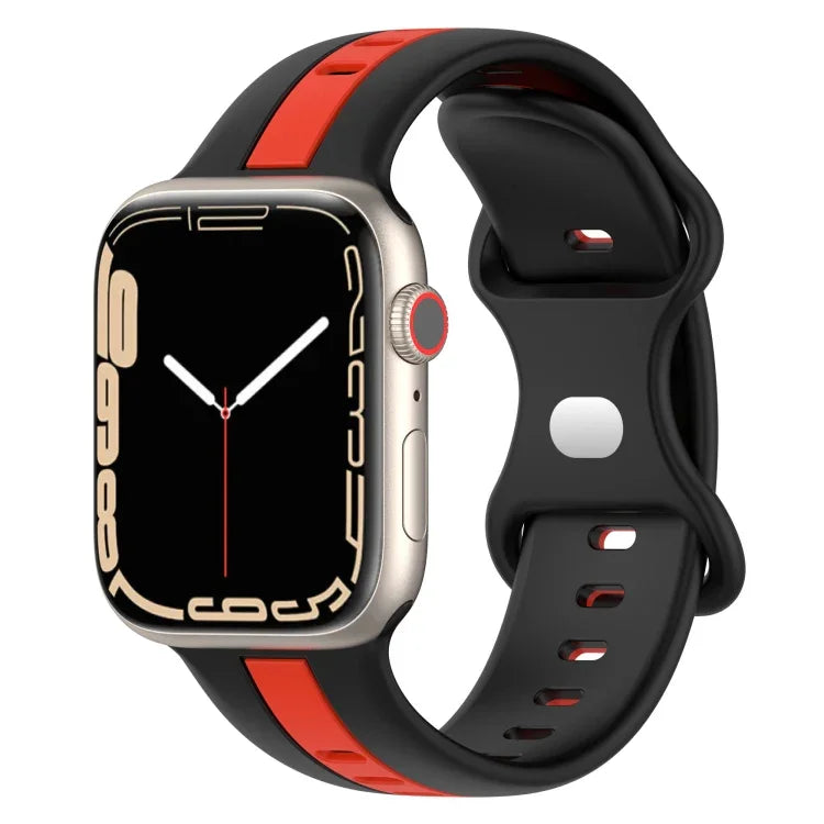สายซิลิโคนสองสี Butterfly Buckle สำหรับ Apple Watch Ultra 49mm, สำหรับ Apple Watch Series 8&7 45mm, สำหรับ Apple Watch Series 8&7 41mm