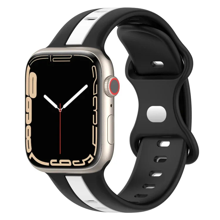 สายซิลิโคนสองสี Butterfly Buckle สำหรับ Apple Watch Ultra 49mm, สำหรับ Apple Watch Series 8&7 45mm, สำหรับ Apple Watch Series 8&7 41mm