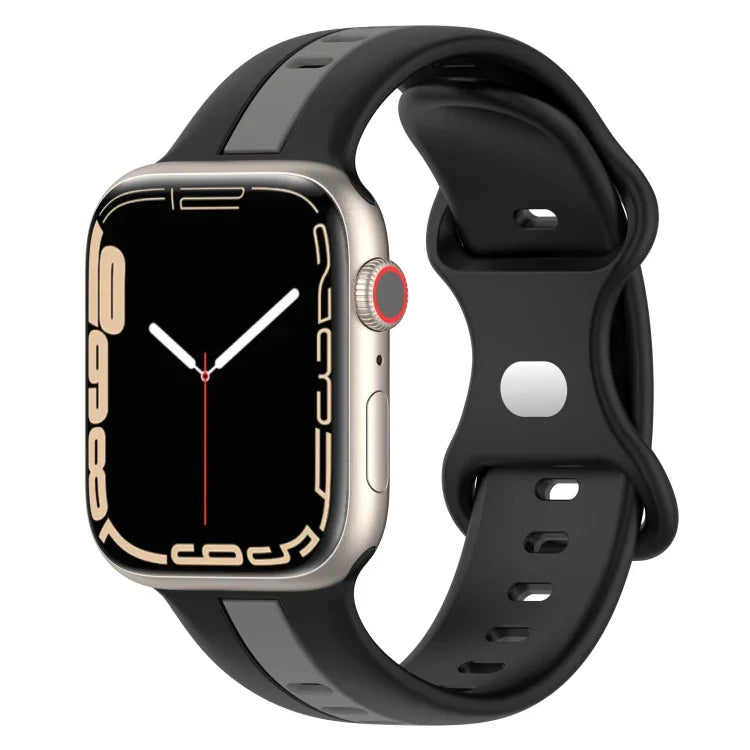 สายซิลิโคนสองสี Butterfly Buckle สำหรับ Apple Watch Ultra 49mm, สำหรับ Apple Watch Series 8&7 45mm, สำหรับ Apple Watch Series 8&7 41mm