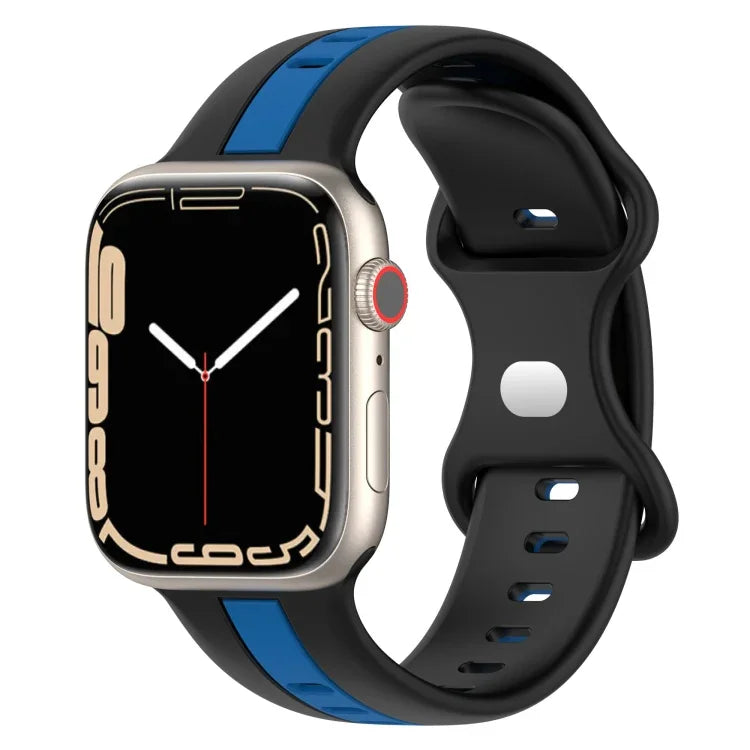สายซิลิโคนสองสี Butterfly Buckle สำหรับ Apple Watch Ultra 49mm, สำหรับ Apple Watch Series 8&7 45mm, สำหรับ Apple Watch Series 8&7 41mm