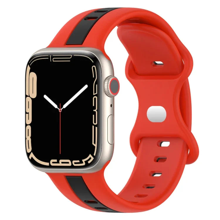 สายซิลิโคนสองสี Butterfly Buckle สำหรับ Apple Watch Ultra 49mm, สำหรับ Apple Watch Series 8&7 45mm, สำหรับ Apple Watch Series 8&7 41mm