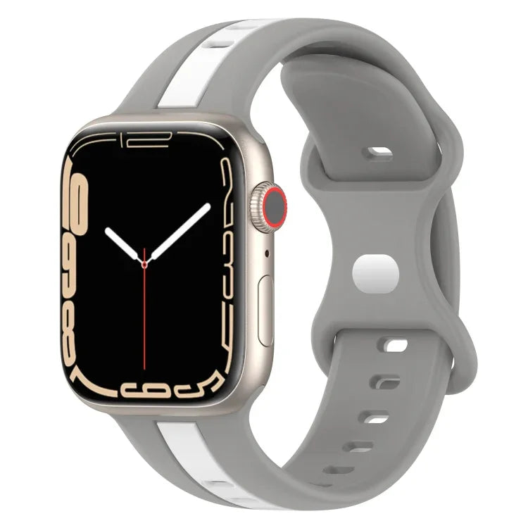 สายซิลิโคนสองสี Butterfly Buckle สำหรับ Apple Watch Ultra 49mm, สำหรับ Apple Watch Series 8&7 45mm, สำหรับ Apple Watch Series 8&7 41mm