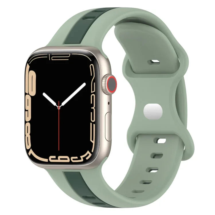 สายซิลิโคนสองสี Butterfly Buckle สำหรับ Apple Watch Ultra 49mm, สำหรับ Apple Watch Series 8&7 45mm, สำหรับ Apple Watch Series 8&7 41mm
