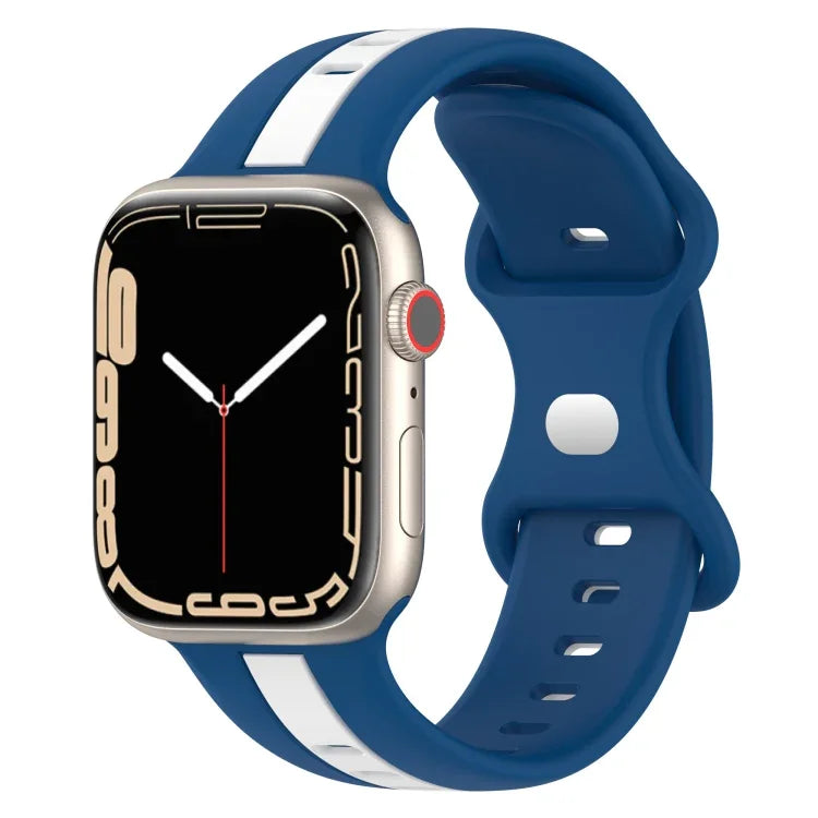 สายซิลิโคนสองสี Butterfly Buckle สำหรับ Apple Watch Ultra 49mm, สำหรับ Apple Watch Series 8&7 45mm, สำหรับ Apple Watch Series 8&7 41mm